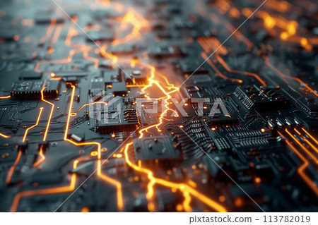 Futuristic circuit board with glowing lines Futuristic circuit board with glowing lines 113782019