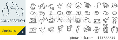 Vector conversation line icon set Vector conversation line icon set 113782235