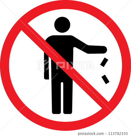 禁止亂丟垃圾警告象形圖 113782335