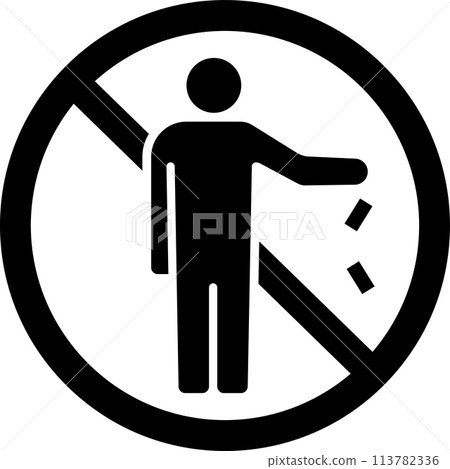 單色禁止亂丟垃圾警告象形圖 113782336