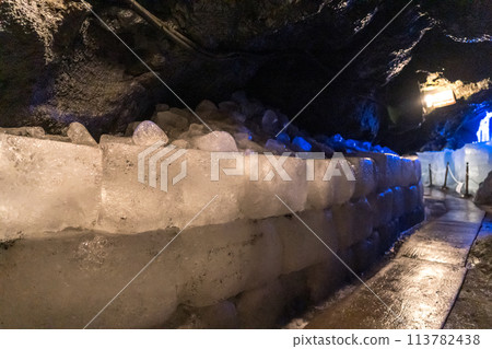 Scenery of the Narusawa Ice Cave, where ice can be stored even in midsummer Scenery of the Narusawa Ice Cave, where ice can be stored even in midsummer 113782438