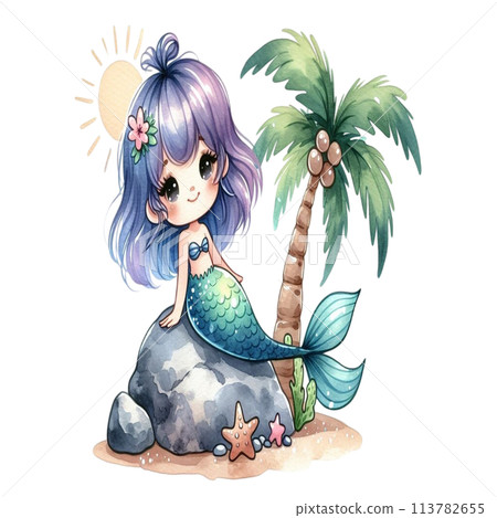 Mermaid on coconut tree 113782655