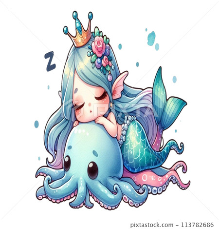 Mermaid sleep on squid Mermaid sleep on squid 113782686