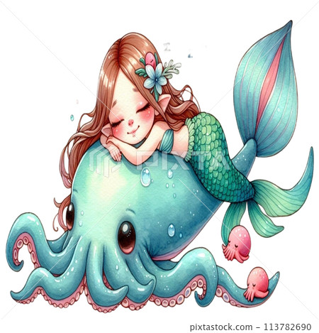 Mermaid sleep on squid Mermaid sleep on squid 113782690