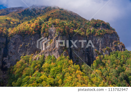 (Nagano Prefecture) Yonago Falls - Fall Foliage on the Cliffs (Nagano Prefecture) Yonago Falls - Fall Foliage on the Cliffs 113782947