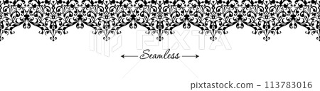 Classic black and white wedding invitation for print design. Decorative retro border, banner. Classic black and white wedding invitation for print design. Decorative retro border, banner. 113783016