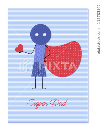 Father's Day greeting card in applique style. 113783142