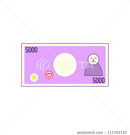 Purple children's banknote (5000 yen note, paper money, money) 113783185