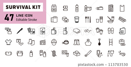 防災用品/應急包圖示集 113783530