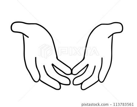 Palm outstretched black and white 113783561