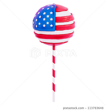 Dessert 4Th of July 3D , USA happy independence day on transparent background , 3D Rendering 113783648