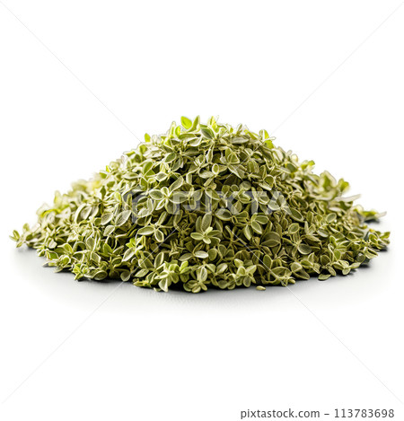 Oregano dried clustered in the center natural light top view food and culinary concept showcasing 113783698