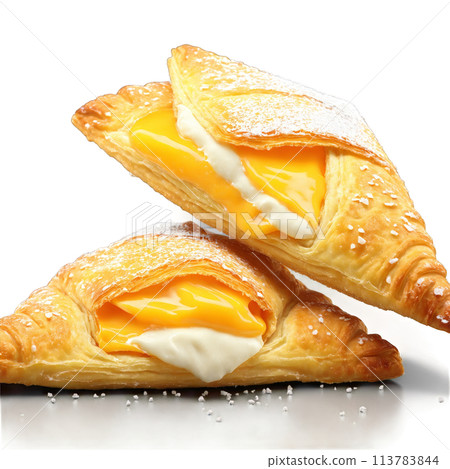 Sochnik golden turnovers with sweet cheese powdered sugar dusting Food and Culinary concept Sochnik golden turnovers with sweet cheese powdered sugar dusting Food and Culinary concept 113783844