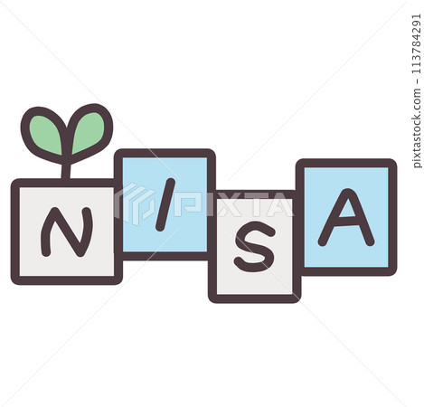 一種材料，帶有幼葉插圖和方框內的字母 NISA。 113784291