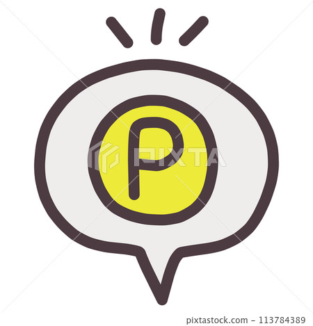 A material containing an illustration of a coin with the letter P written inside a speech bubble 113784389
