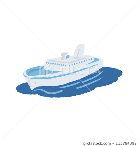 簡單扁平的渡輪手繪插畫 113784392