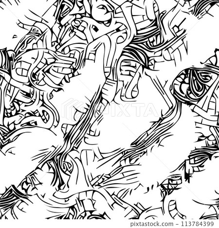 Seamless pattern black and white hipster design 113784399