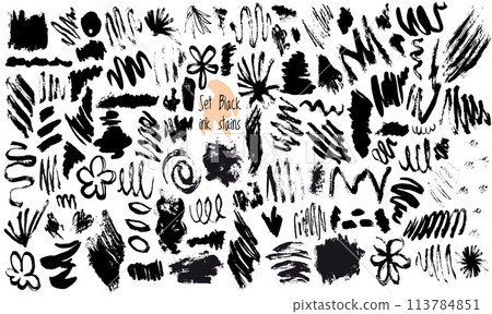 Vector Set of Black ink stains 113784851
