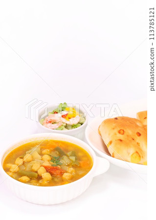 Nepalese style bean curry soup curry light background 113785121