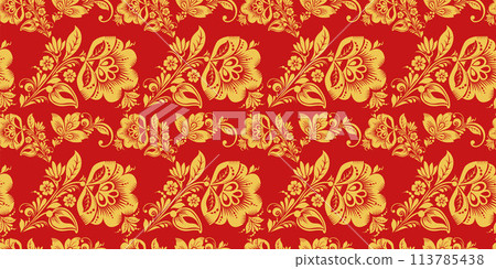 Russian seamless pattern vector with hohloma decor 113785438