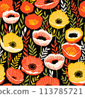 Bold Abstract Bright Floral Pattern 113785721