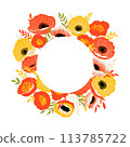 Bright Abstract Flowers Frame Wreath 113785722