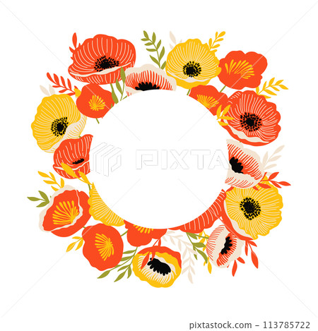 Bright Abstract Flowers Frame Wreath Bright Abstract Flowers Frame Wreath 113785722