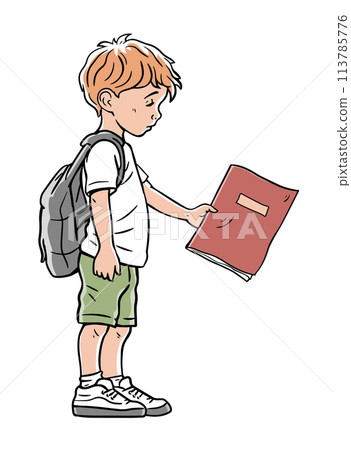 Little schoolboy boy with a backpack Little schoolboy boy with a backpack 113785776