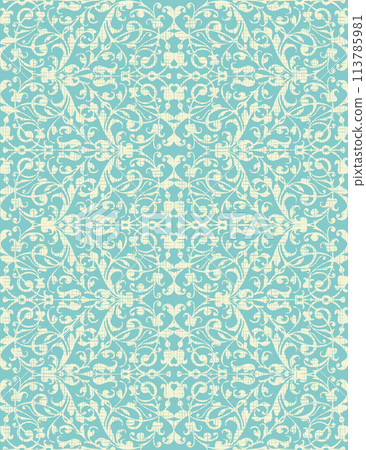 vector vintage turquoise and beige floral seamless pattern 113785981