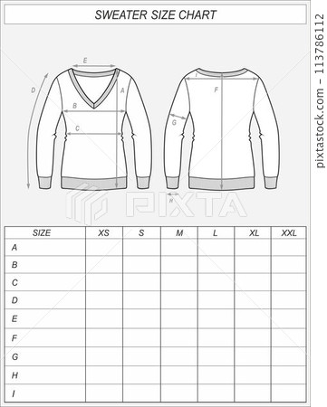 Knitted jumper size chart. Sweater Knitted jumper size chart. Sweater 113786112