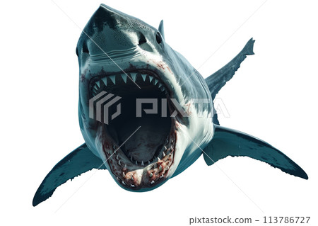 Shark with open jaws isolated on transparent background Shark with open jaws isolated on transparent background 113786727