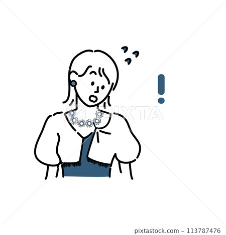 Woman's necklace caught in her bolero Woman's necklace caught in her bolero 113787476