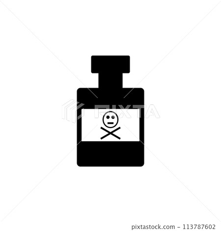 Glass Poison Bottle Flat Vector Icon Glass Poison Bottle Flat Vector Icon 113787602