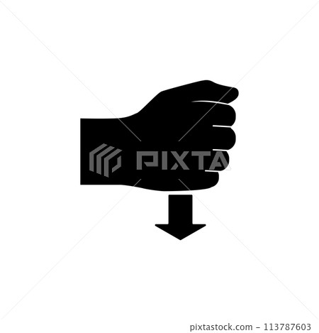 Hand in Fist Pressing Down Flat Vector Icon Hand in Fist Pressing Down Flat Vector Icon 113787603