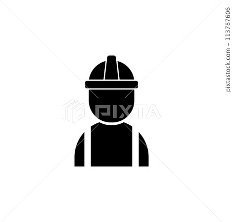 Builder in Helmet Flat Vector Icon 113787606