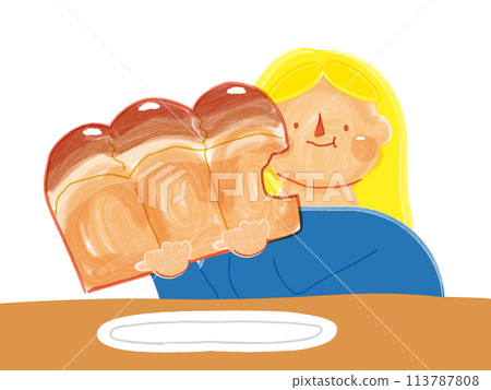 Bread girl hand-drawn illustration 113787808