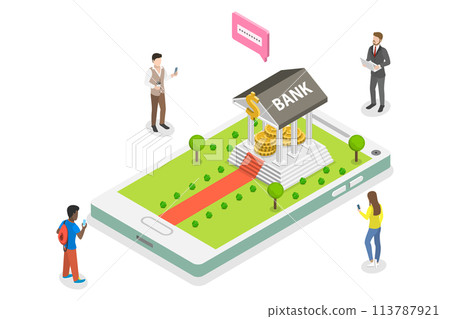 Online banking flat isometric concept. Online banking flat isometric concept. 113787921