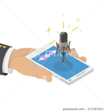 Personal voice isometric flat  conceptual illustration. 113787931