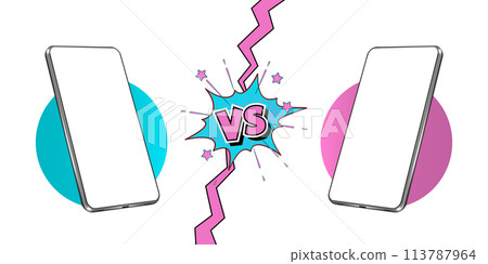 Template for Smartphones Compare in Retro Comic Style. 113787964