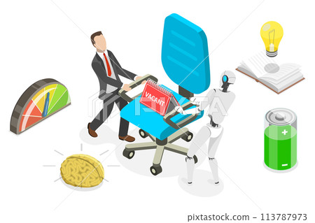 Flat Isometric Concept of competition of Human Versus Robot. Flat Isometric Concept of competition of Human Versus Robot. 113787973