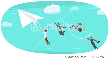 Isometric  Conceptual Illustration of Goal Achievement. 113787975