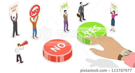 Isometric Concept of Choosing YES or NO answer. 113787977