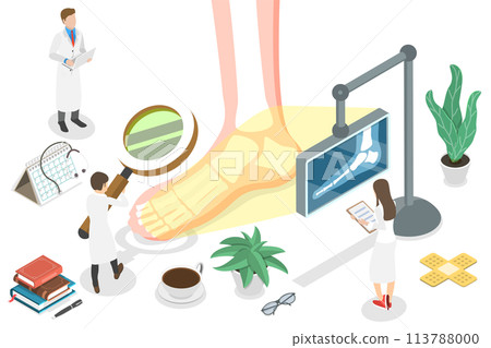 3D Isometric Flat Concept of Podiatrist, Podiatric Physician Doctor. 3D Isometric Flat Concept of Podiatrist, Podiatric Physician Doctor. 113788000