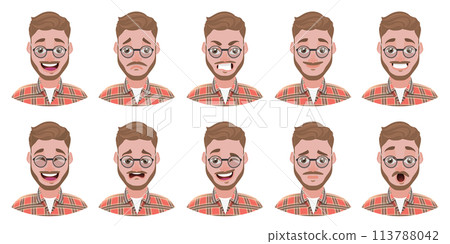Flat  Illustration of Handsome Bearded Man. 113788042