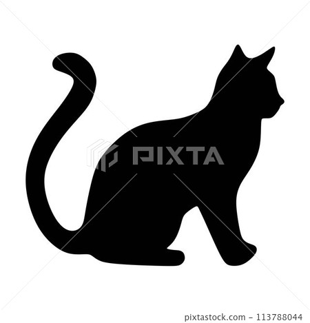 Cat silhouette icon, vector black cat minimal shape kitty clip art in glyph pictogram illustration Cat silhouette icon, vector black cat minimal shape kitty clip art in glyph pictogram illustration 113788044
