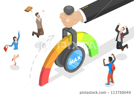 3D Isometric Flat Conceptual Illustration of Quality Improvement, QI. 3D Isometric Flat Conceptual Illustration of Quality Improvement, QI. 113788049