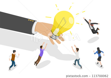 3D Isometric Flat  Conceptual Illustration of Chasing Idea. 113788062