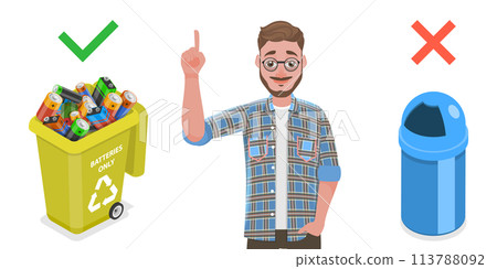 Importance to Dispose Used Batteries to Special Recycling Locations. 113788092