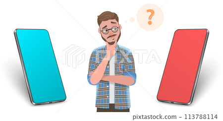 3D Conceptual Illustration of Smartphone comparison 3D Conceptual Illustration of Smartphone comparison 113788114