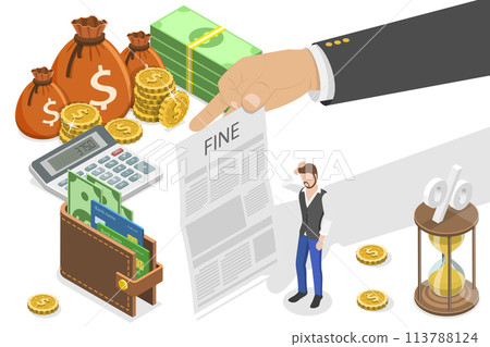 3D Isometric Flat Conceptual Illustration of Fine. 3D Isometric Flat Conceptual Illustration of Fine. 113788124